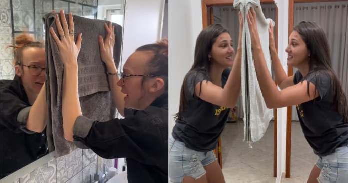 como-espelho-‘ve’-mulher-que-esta-coberta-por-toalha?-entenda-misterio-que-viralizou-nas-redes como-espelho-‘ve’-mulher-que-esta-coberta-por-toalha?-entenda-misterio-que-viralizou-nas-redes