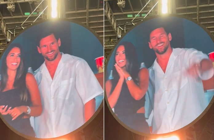 ao-lado-da-esposa,-messi-aparece-na-‘kiss-cam’-e-e-ovacionado-em-show-do-coldplay