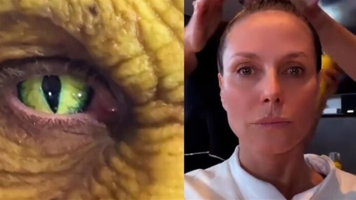 heidi-klum-vira-medusa-em-festa-de-halloween-e-tem-ate-lingua-de-cobra;-veja-video-da-fantasia
