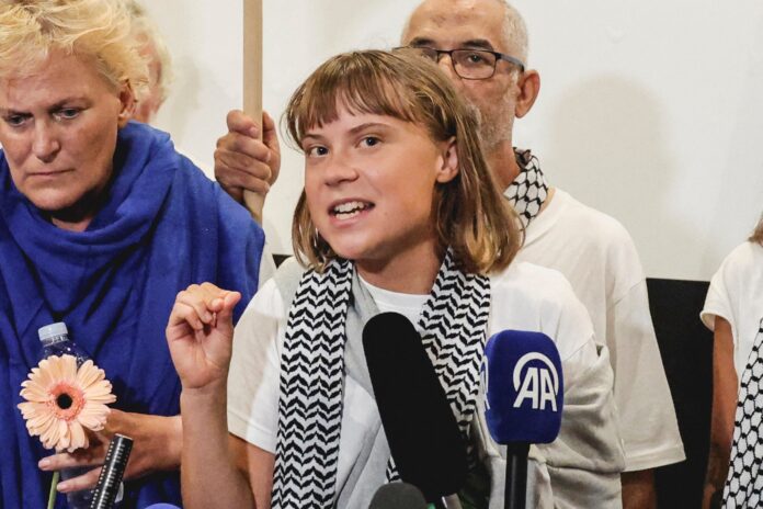 greta-thunberg-e-presa-em-protesto-pro-palestina-em-londres,-diz-grupo-de-ativistas